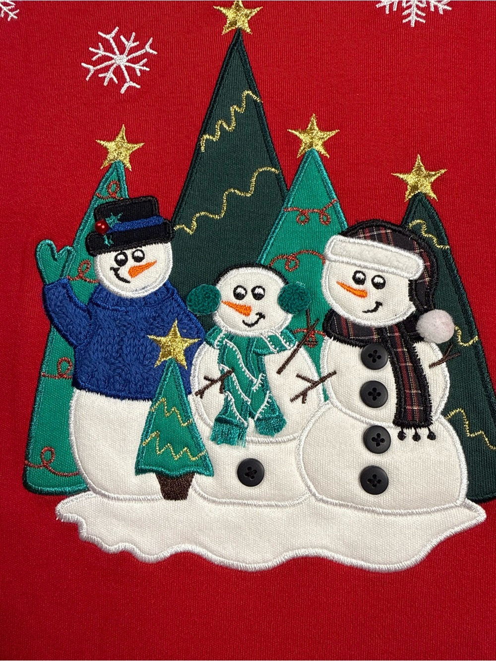 New Bechamel 2X Red Snowman Winter Tree Holiday Long Sleeve Ugly Sweater Party - Picture 2 of 11